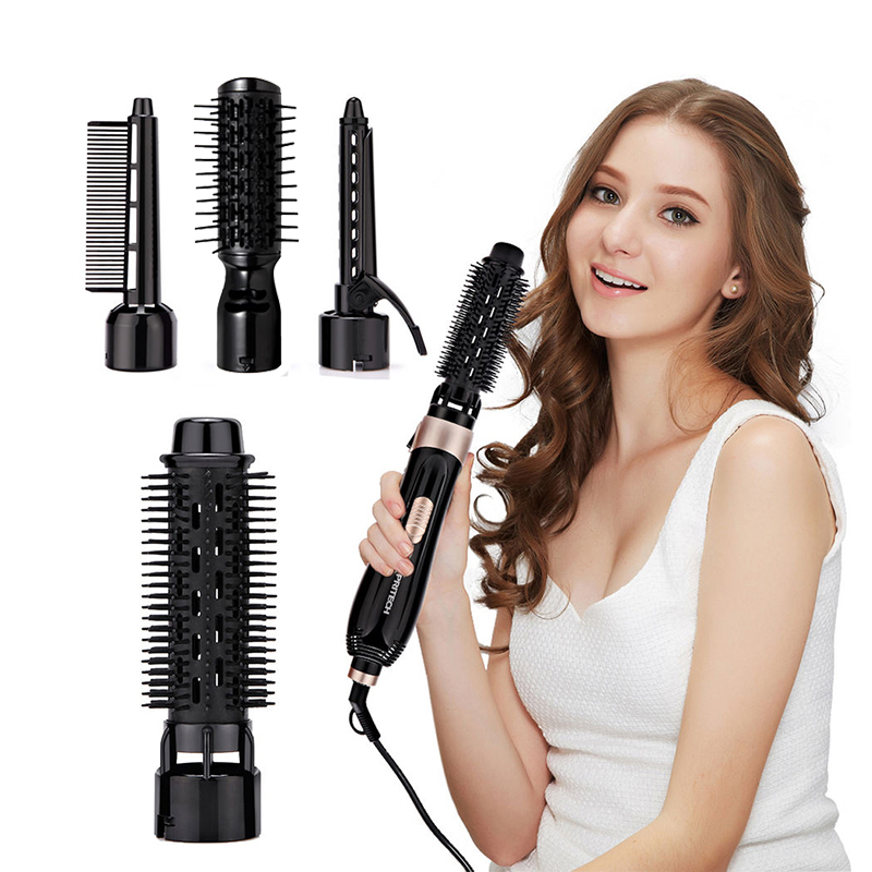 多機能 4 で 1 サロン熱風ブラシヘアブロードライヤーセットカーラーコンボ交換ヘッドプロフェッショナルサロンスタイリング