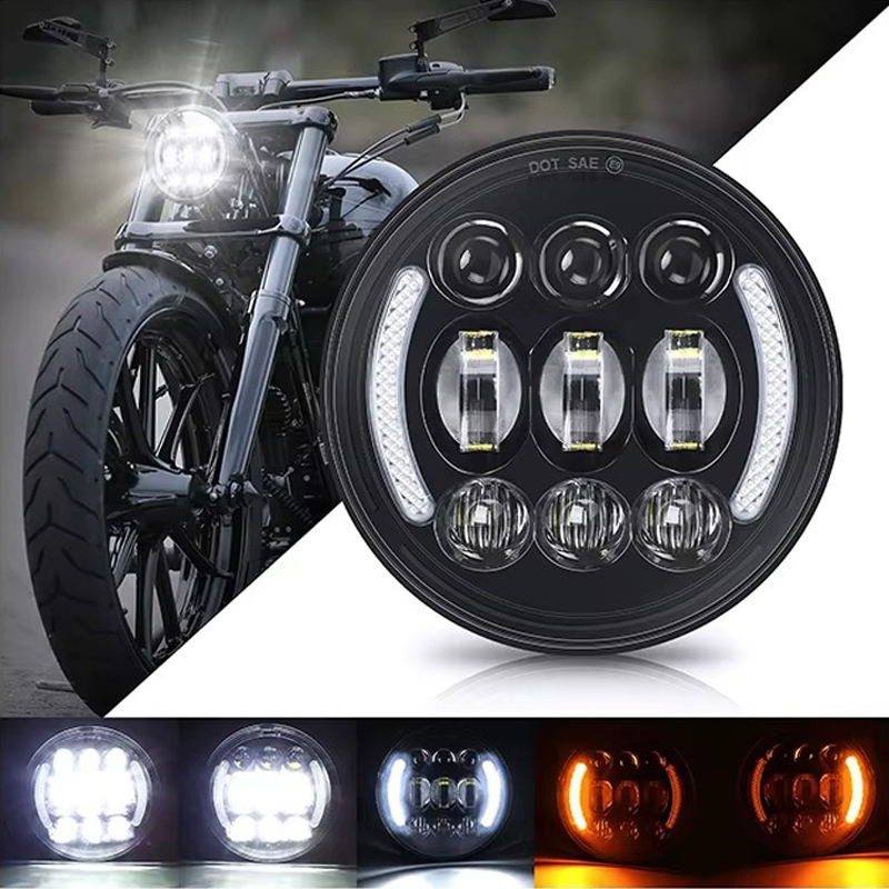 ユニバーサル 5 3/4 インチ 5.75 "Led 車オートバイヘッドライトハーレーインディアンスカウトホンダヤマハ V-スタートライアンフ DRL H4 ヘッドランプ