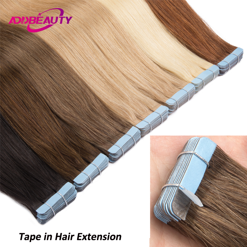 Promo Tape in Hair Extensions Human Hair Straight Natural Real Human Hair for Women 20pcs Adhensive Tape in Human Hair Extension