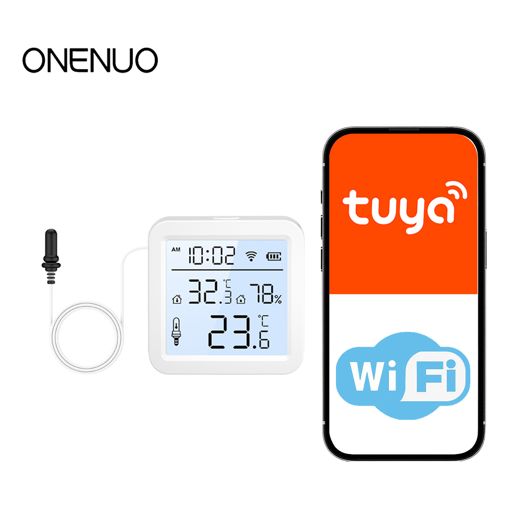 WiFi 湿度温度センサー 外部プローブ付き 屋内/屋外 Tuya スマート温度計 スマートホーム APP 監視用