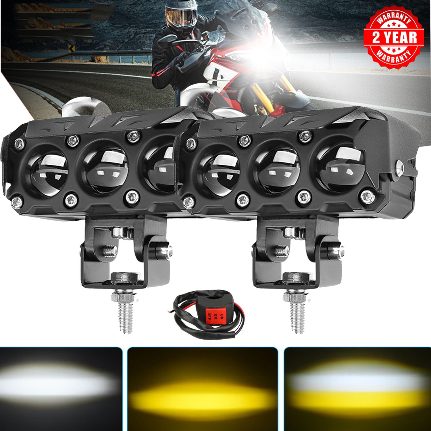オートバイライトバイクオフロードフロント補助スポットライト超貫通ファン駆動 LED 4x4 ATV トラックバイク SUV