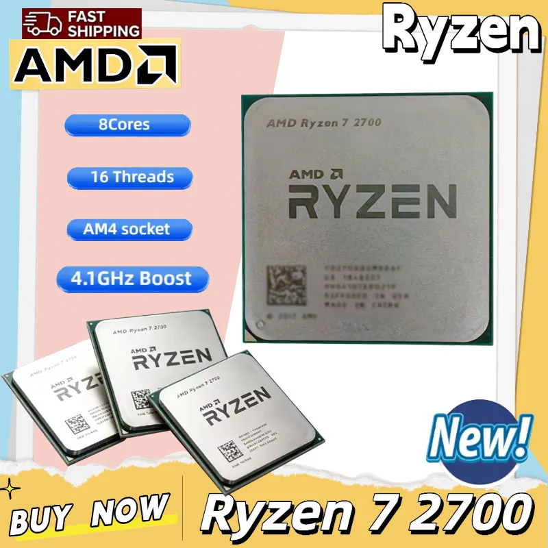 AMD Ryzen 7 2700 デスクトップ CPU 8 コア 16 スレッド ベース 3.2 GHz 最大ブースト 4.1 GHz L3 キャッシュ ソケット AM4 ゲーム プロセッサ (パッケージなし)