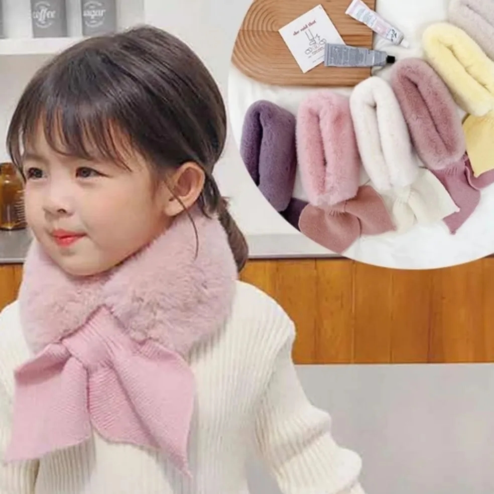 韓国語版秋冬子供スカーフ新しい赤ちゃん防寒首輪ぬいぐるみ暖かさかわいい固体ニットフィッシュテールクロスよだれかけD15
