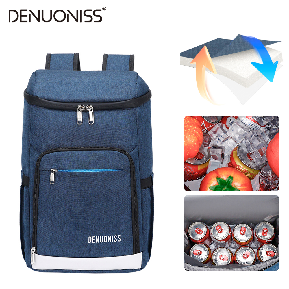 DENUONISS サーマルクーラーバックパック断熱クーラーバッグ冷蔵庫肥厚防水ポータブル冷蔵バッグ栓抜き付き
