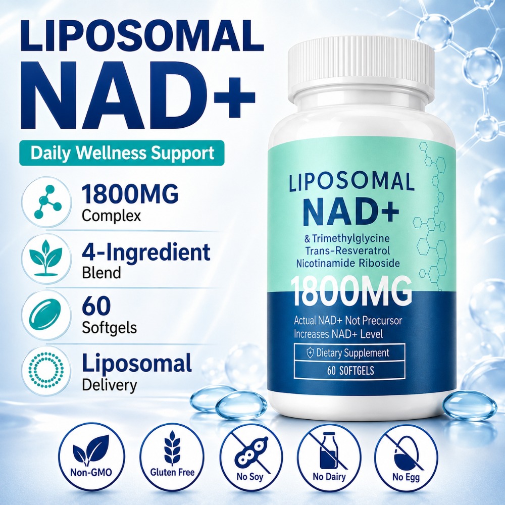 リポソーム NAD 1800mg ソフトジェル トランス レスベラトロール ニコチンアミドリボシド デイリー ウェルネス サポート 60 カプセル 非遺伝子組み換え グルテン フリー