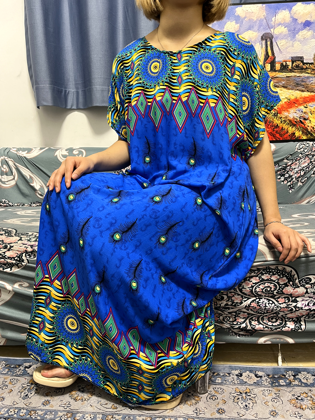 Abayas 女性のための 2023 花柄プリント綿イスラム教徒ルーズフィットファムローブアフリカの花サマードレス伝統的なイスラム服