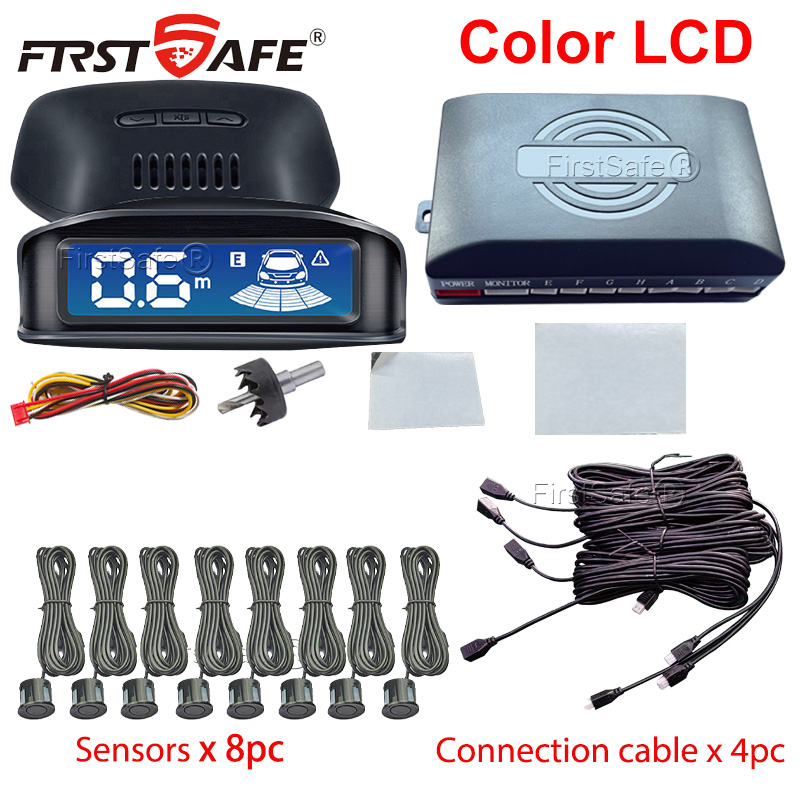 LED Reverse Radar 8 Sensors Backlight Display Voice Prompt Detection System Universal Auto Parking Safety Auxiliary Accessories