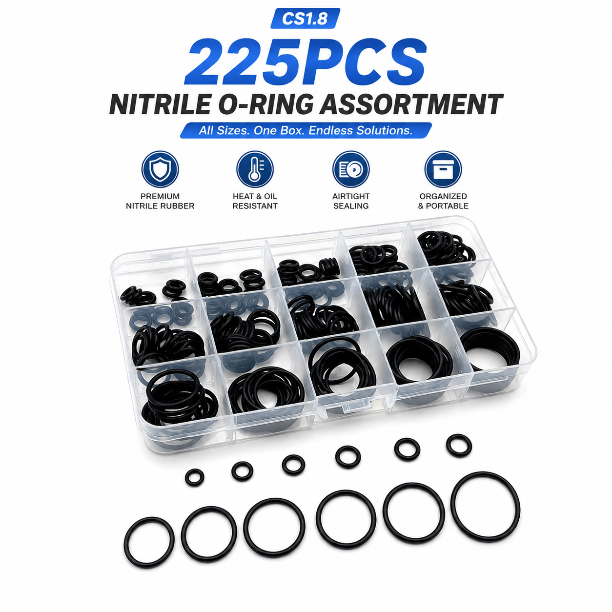 225 NBR ニトリルゴム O リング、CS 1.8mm 外径 6-25mm、石油パイプライン漏れ防止シールリング