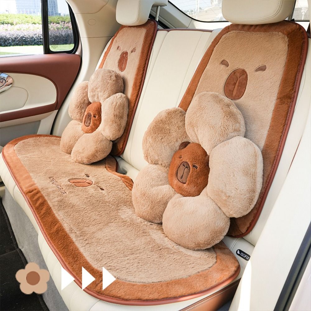 かわいいぬいぐるみカピバラカーシートクッションぬいぐるみ快適な車のヘッドレストソフトランバーサポート腰枕車の装飾