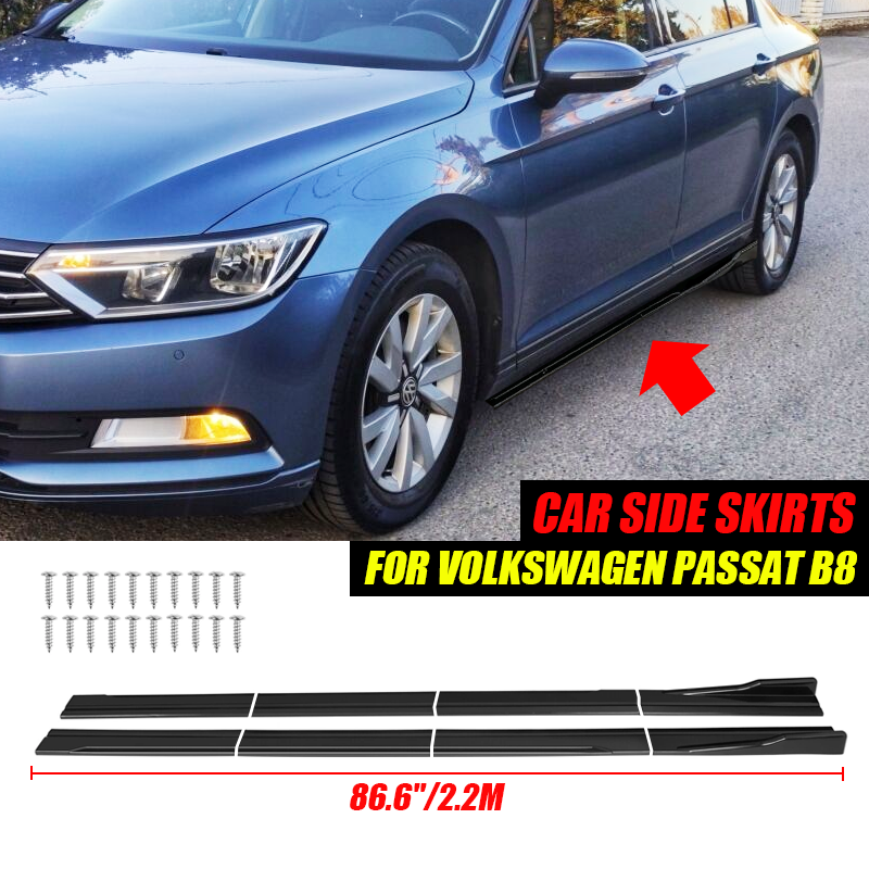 フォルクスワーゲンアクセサリー VW パサート B8 R ラインセダン車のドアサイドスカートディフューザー延長キット ABS グロスブラック
