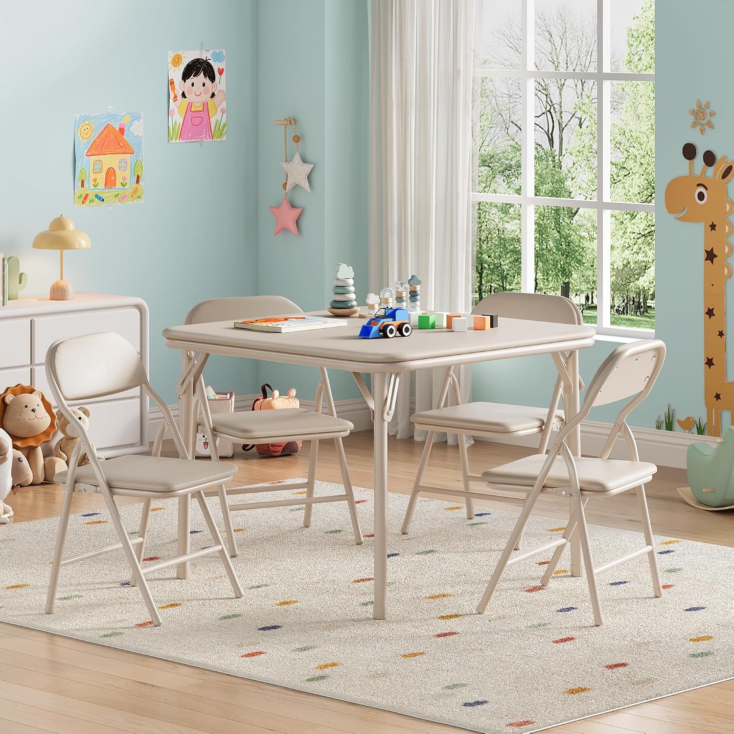 折りたたみカードテーブルと椅子セット 5 ピースポータブル折りたたみダイニングテーブルとパッド入りの椅子 2 脚付き屋内屋外キャンプ用