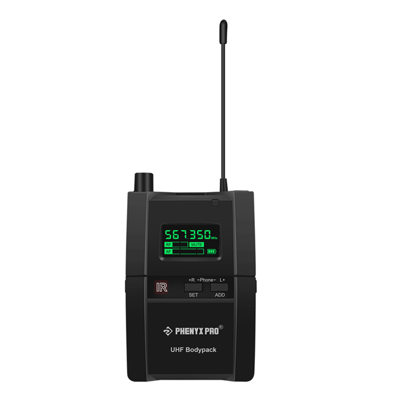 Phenyx Pro PTM-10 ステレオ ワイヤレス インイヤー モニター システム ボディパック レシーバー、500/900MHz 周波数帯域、手間のかからないパフォーマンス