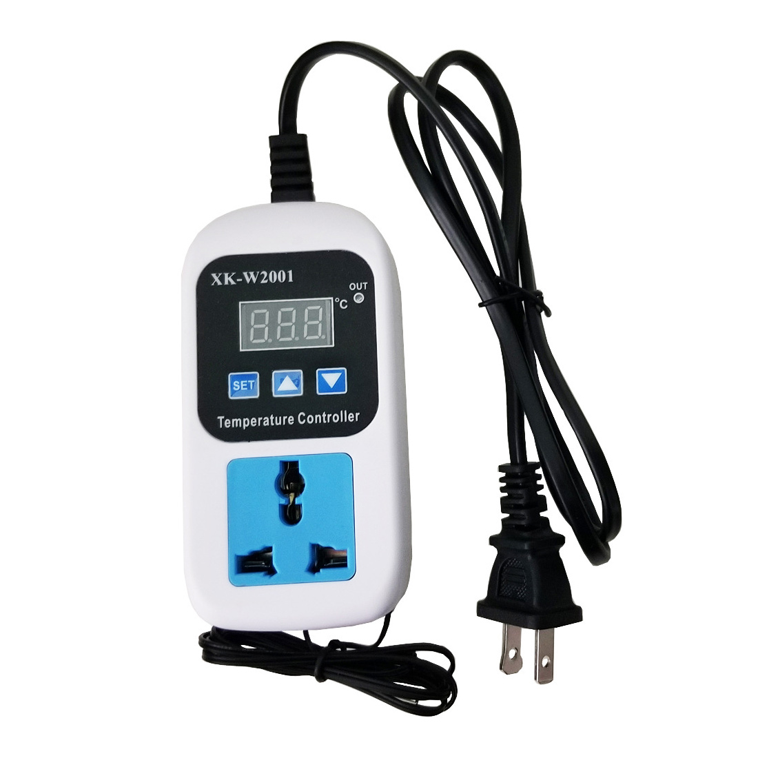 Feb.XK-W2001 デジタル温度コントローラソケット AC 110-220V サーモスタットレギュレータソケットアウトレット NTC センサー付き