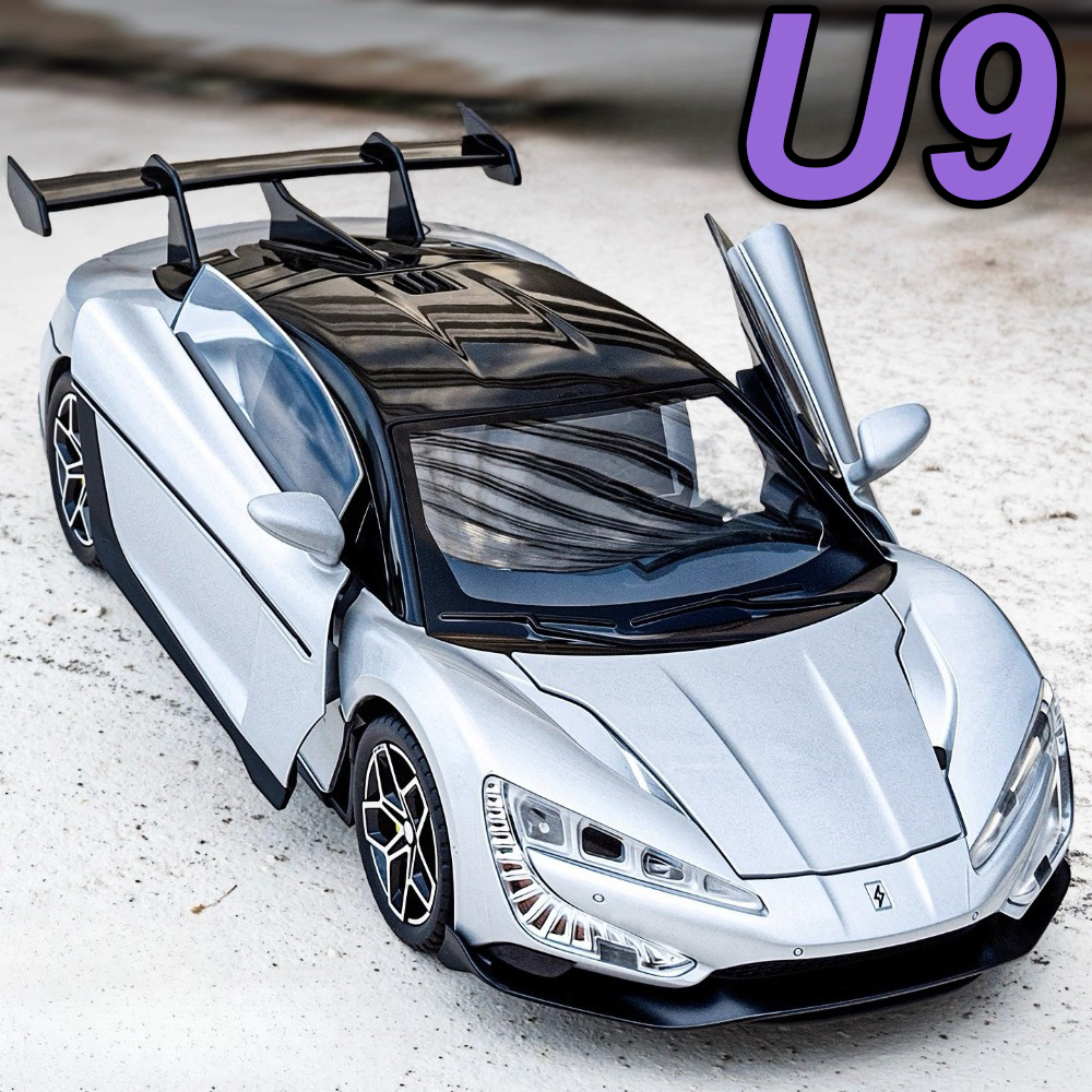 1:24 BYD Yangwang U9 エクストリームランバー SVJ63 合金スポーツカーダイキャストモデルのおもちゃドアオープンサウンドライトプルバック車大人のギフト