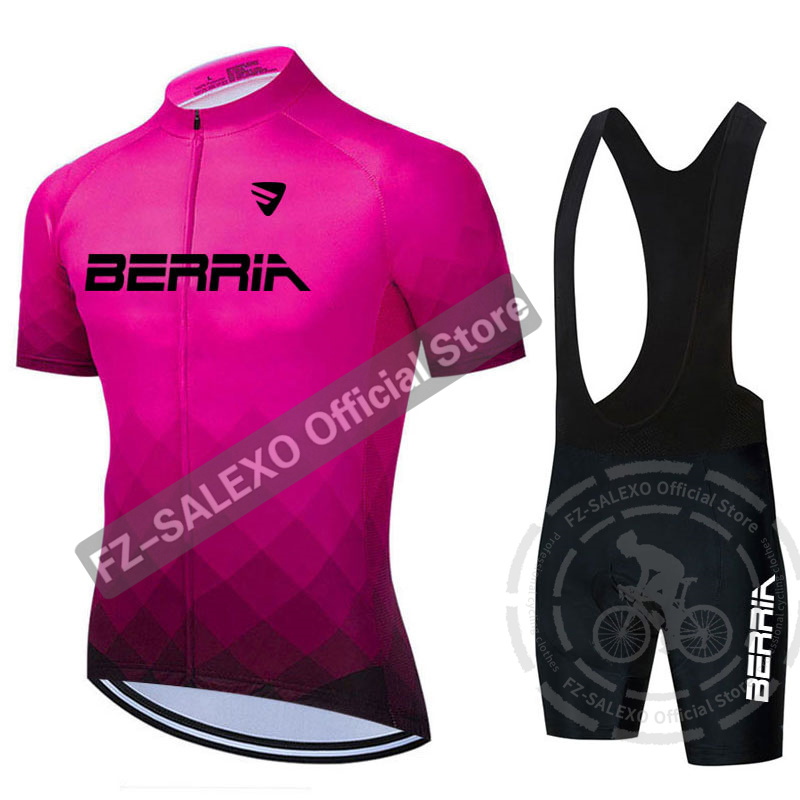 BERRIA サイクリングジャージセット 2024 新しい夏通気性チームレーシングスポーツ自転車ジャージメンズサイクリング服ショートバイクジャージ