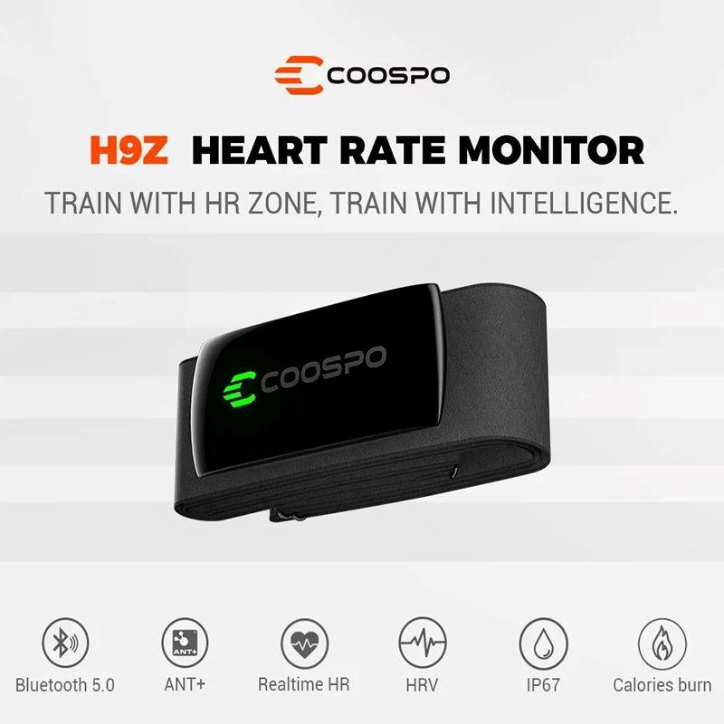 COOSPO H9Z 充電式心拍数モニターチェストストラップ HR センサー HRM Bluetooth5.0 ANT IP67 防水使用ガーミン/Wahoo/Zwift
