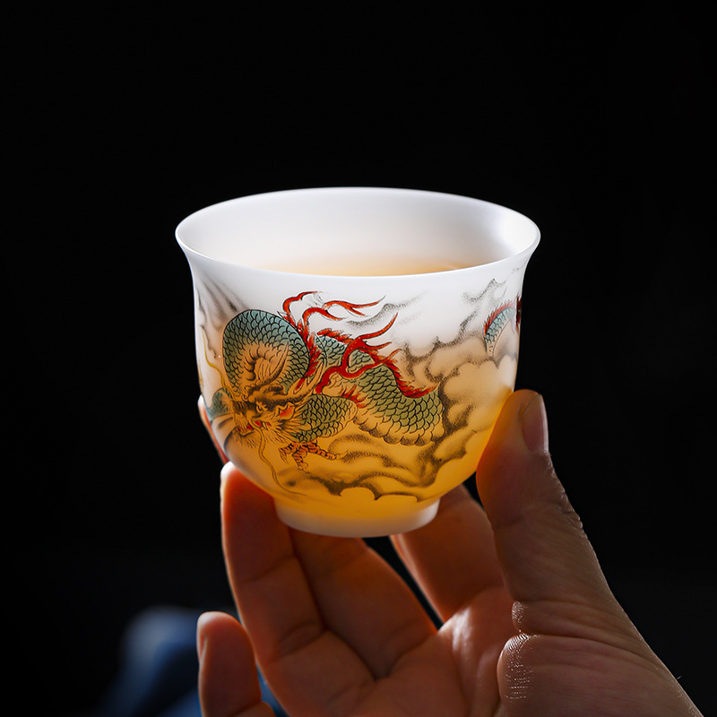 氷翡翠磁器茶器十二支ティーカップ 130 ミリリットル中国カンフー茶碗クリエイティブ動物柄エスプレッソコーヒーカップ