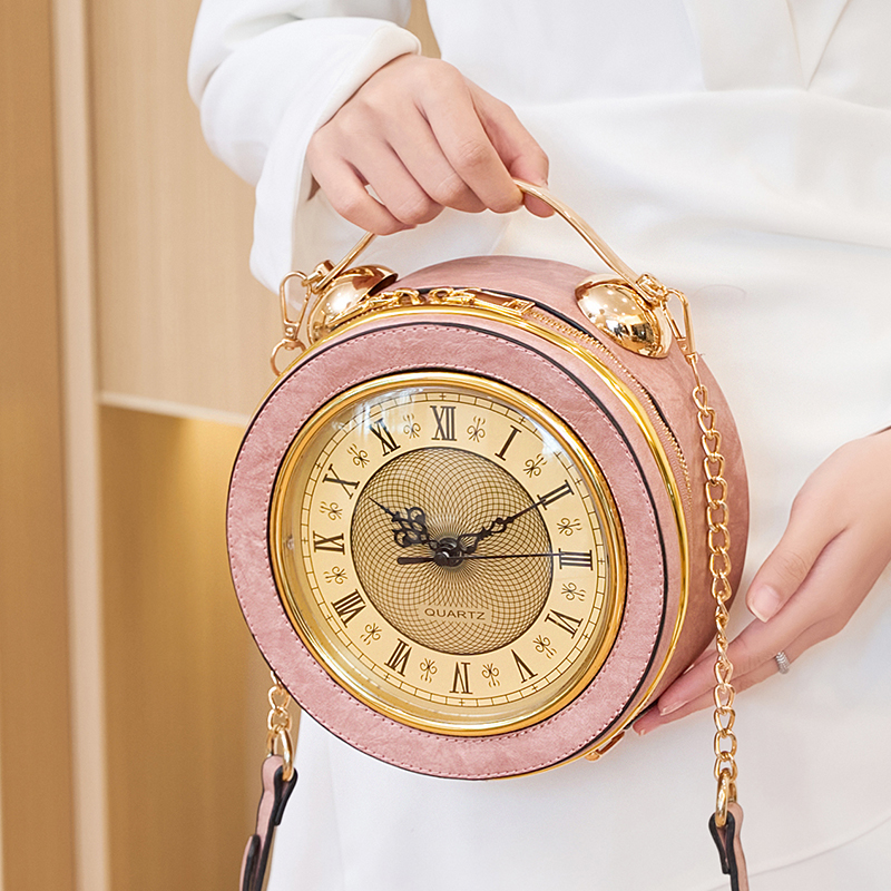 2026年の女性のための新しいレトロハンドバッグ、クリエイティブな時計と時計のバッグ、そして風変わりで楽しい小さなラウンドバッグ