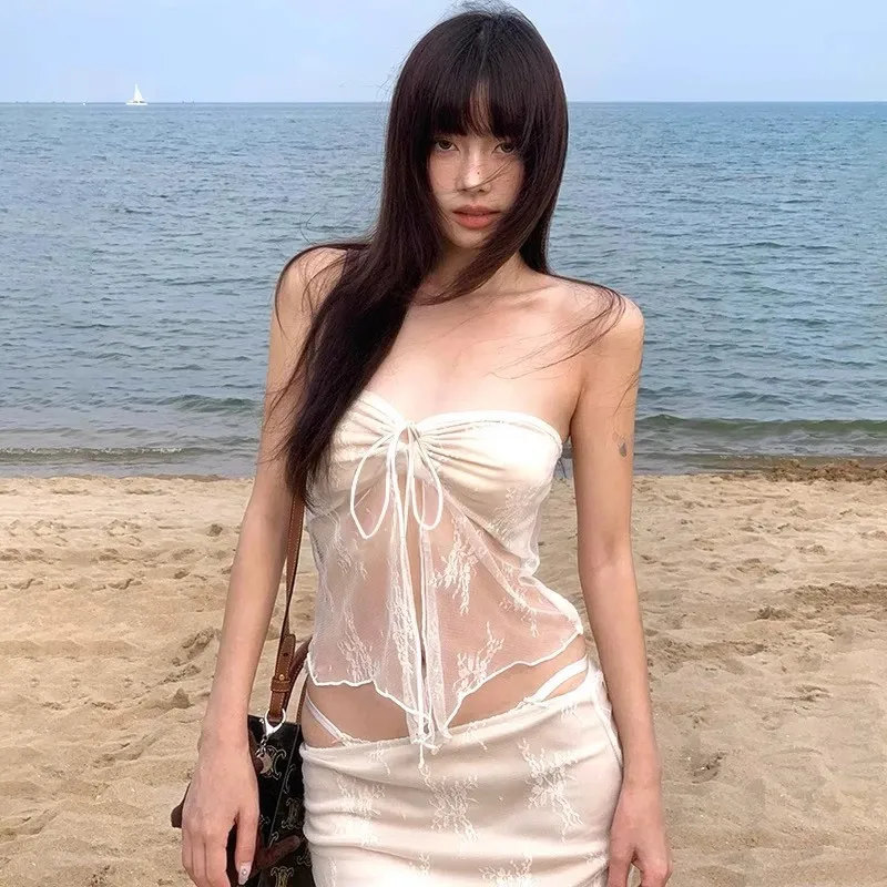 タイレースビキニセットセクシーな2ピース痩身ロングドレスアイランドバケーションサーマルスプリング水着セパレートストラップレストップスカート