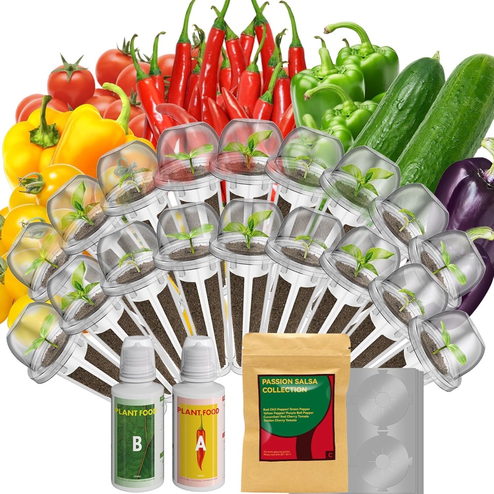 米国配送 18 ポッド サルサ シード キット 水耕栽培ガーデン キュウリ 唐辛子 ピーマン チェリー トマト用