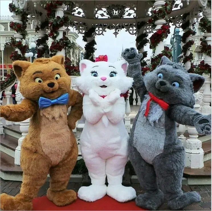 クリスマスマスコット素材シミュレーション毛皮ぬいぐるみブラウングレー白猫漫画マスコット衣装ハロウィンクリスマスパーティー用