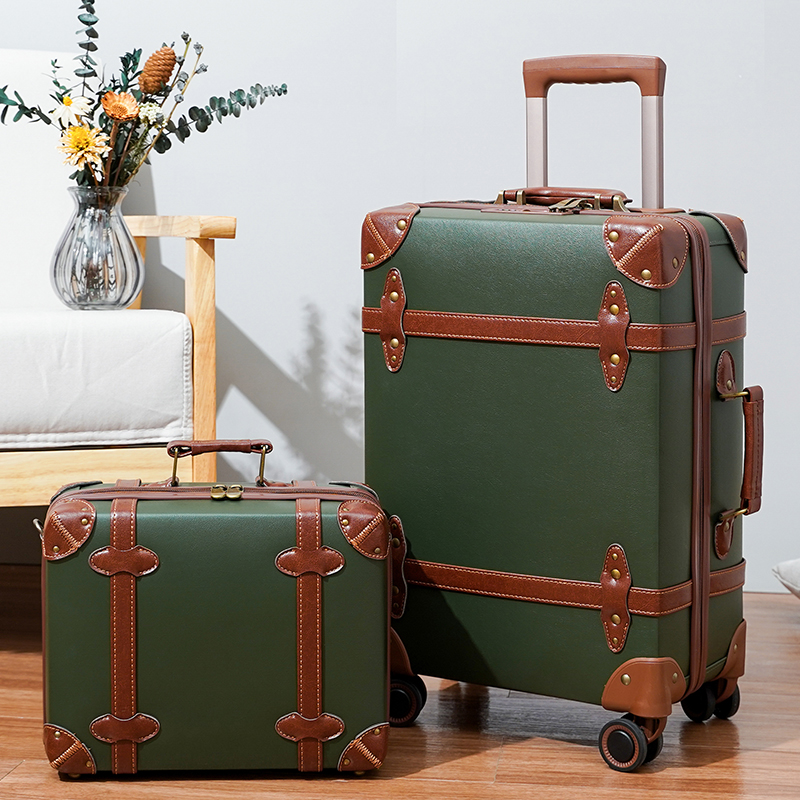 レトロローリング荷物コンビネーション TSA ロックスーツケース車輪付きヴィンテージトロリー荷物セット 20 インチ荷物キャリア 28 インチセット