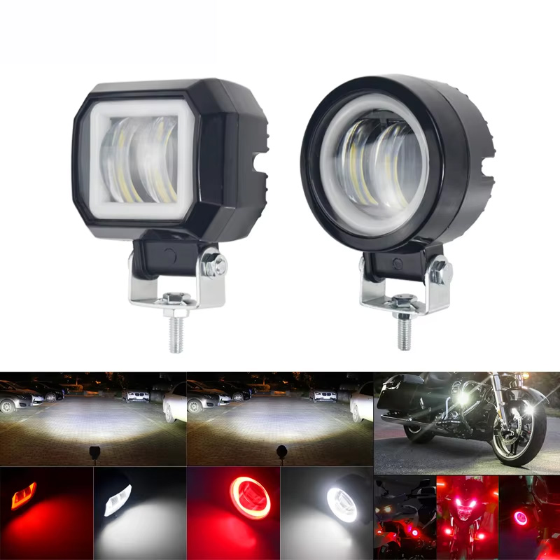 1/2 個ラウンドエンジェルアイ LED ワークライト防水ポータブルスポットライトユニバーサル車オートバイトラックボートオフロード駆動ランプ