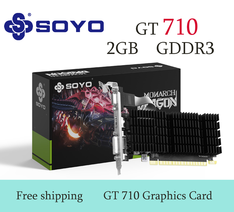 SOYO グラフィックカード NVIDIA GeForce GTX 710 2G GDDR3 64bit HDMI*1 DVI*1 CRT*1 デスクトップゲーミングコンピュータ用ビデオカード GPU