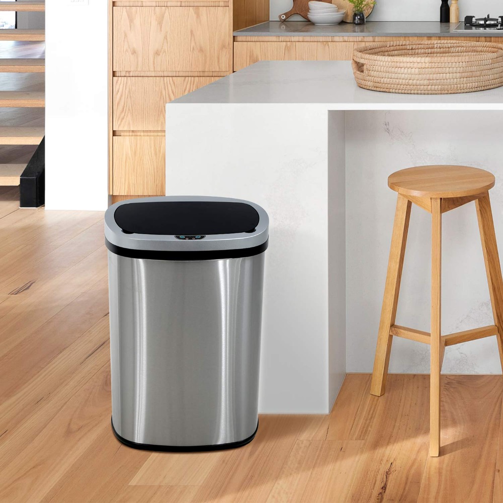 ステンレススチールタッチレススマートゴミ箱、キッチン用自動センサー蓋、13Gal、カスタム