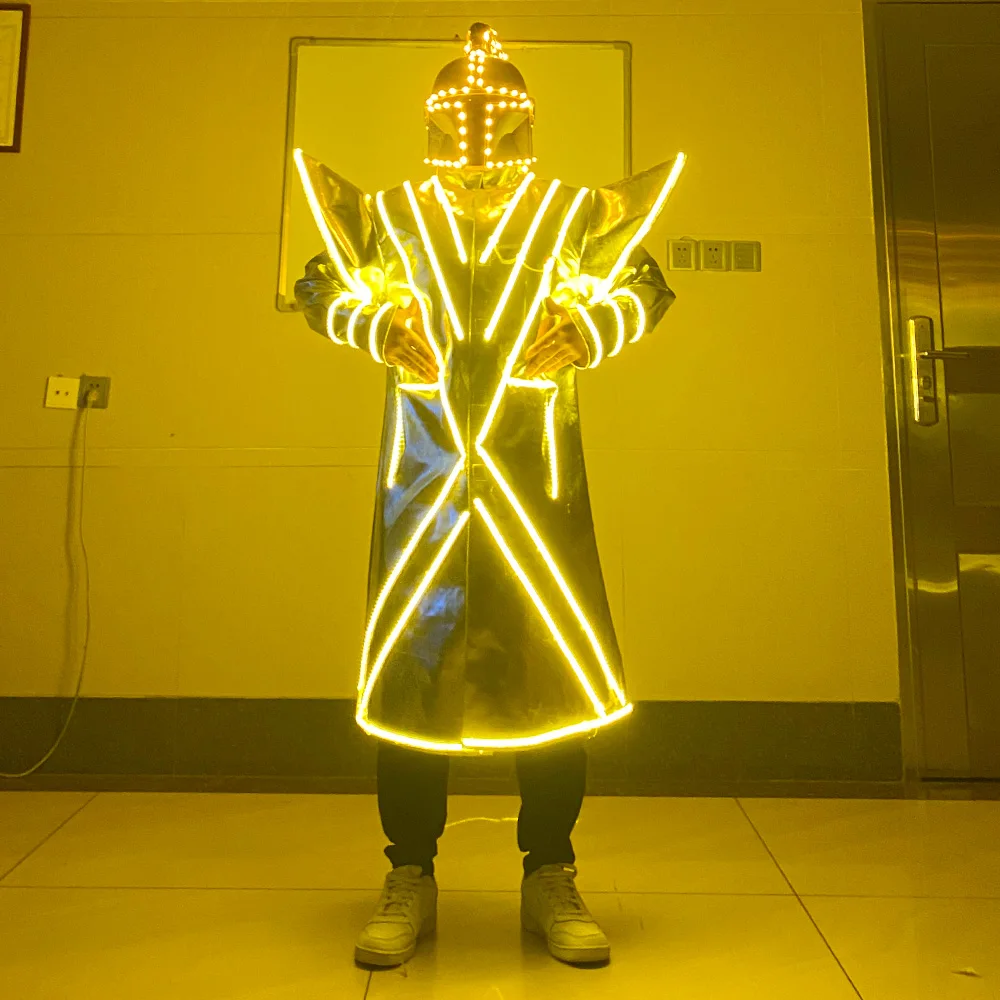 新しい LED 照明衣装ロボット蓄光ジャケットスーツバーナイトクラブパーティーパフォーマンス衣装ハロウィンコンサート用品