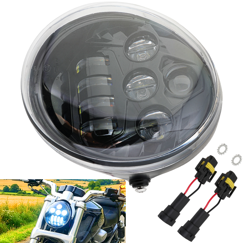 LED フロントヘッドライト HI/ロービームオートバイヘッドランプハーレー V ロッド VRSC VRSCF VRSCR 2002-2017