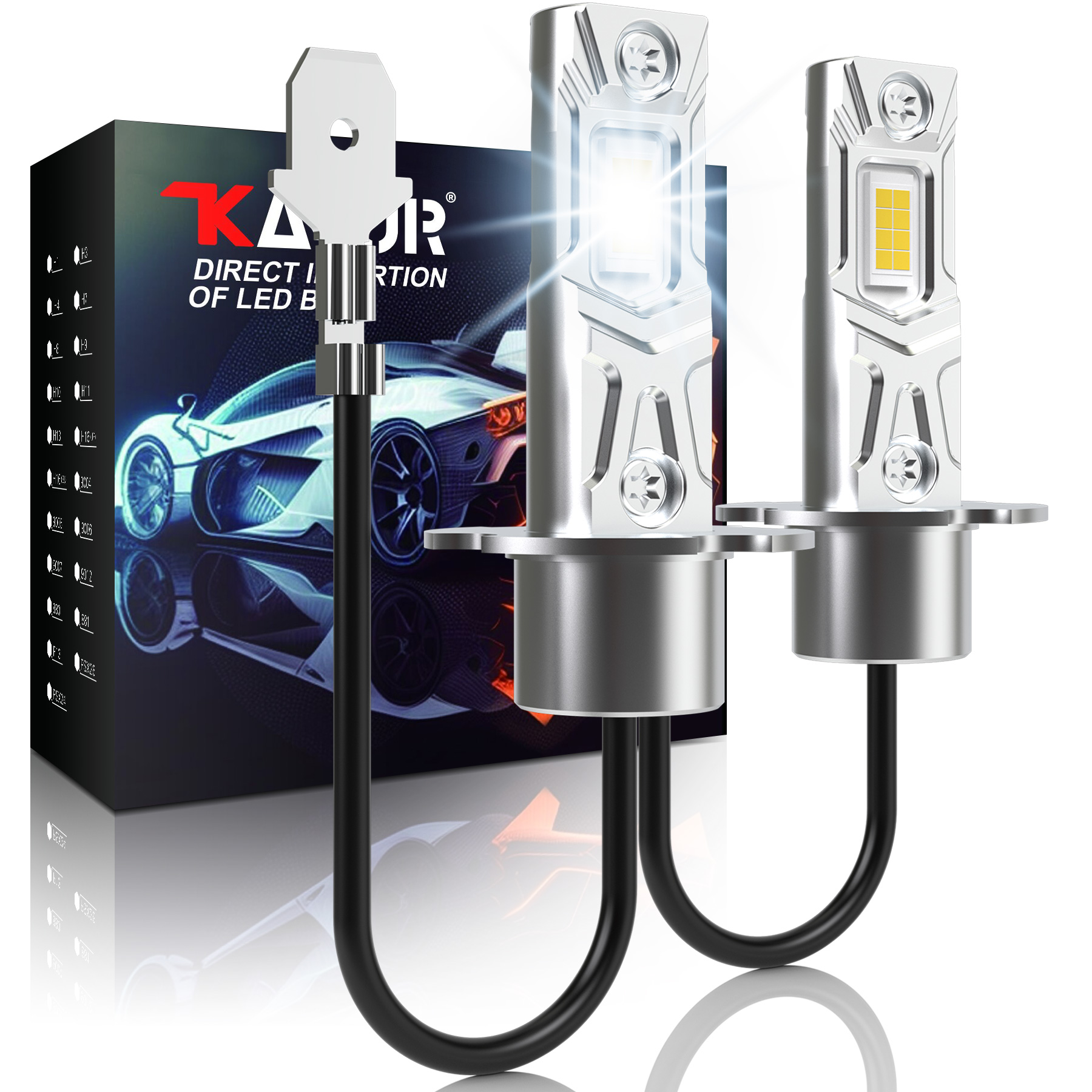 Katur 2 個 12V H3 LED フォグ電球超高輝度 6000K ホワイトハイパワー車の運転ランニングランプヘッドライトファンレス 1:1 デザイン