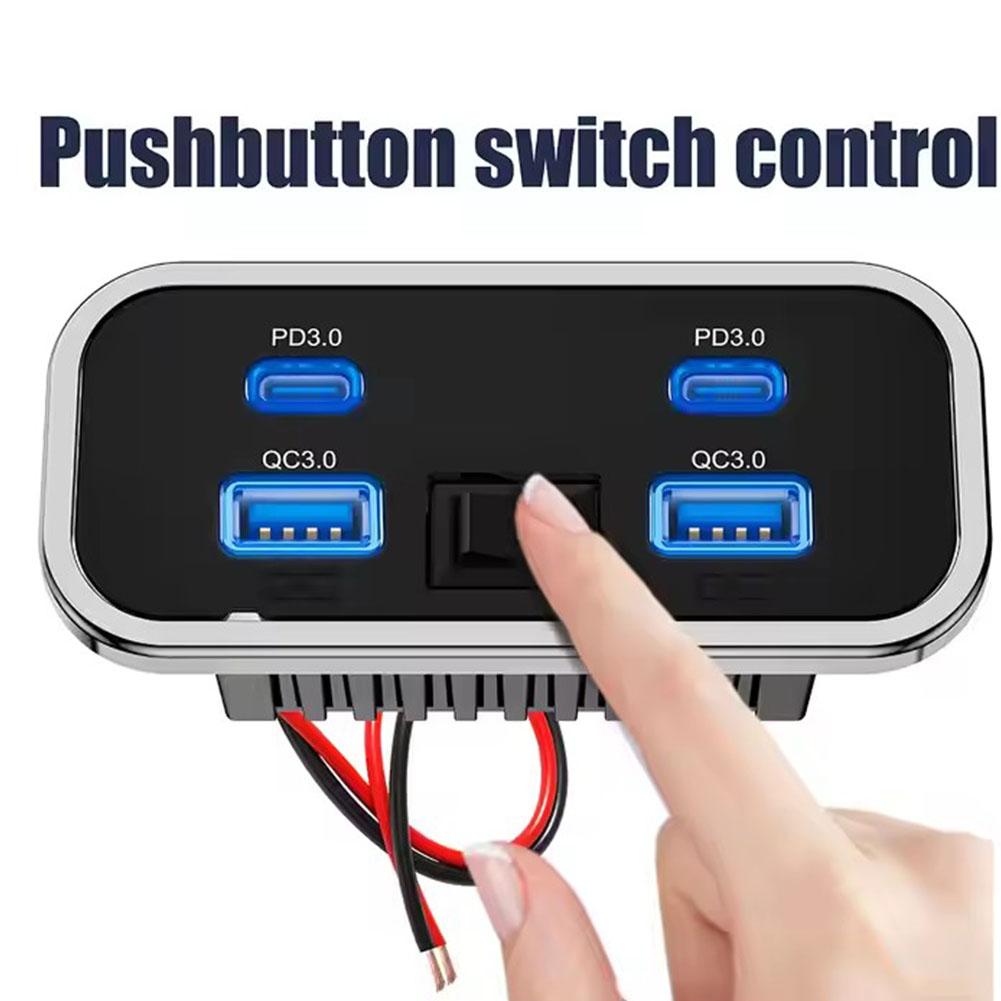 RV 車の充電器キャンピングカーデュアル USB タイプ C 4 ポート充電ソケット RV キャンピングカーキャンプキャラバンバスマリン 24V 充電器アクセサリー