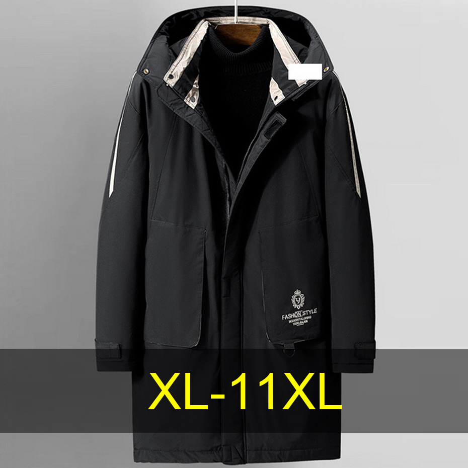 11XL プラスサイズパーカー男性冬厚いジャケットコートカーゴパーカー男性ファッションカジュアルロングパーカー男性ビッグサイズ 11XL