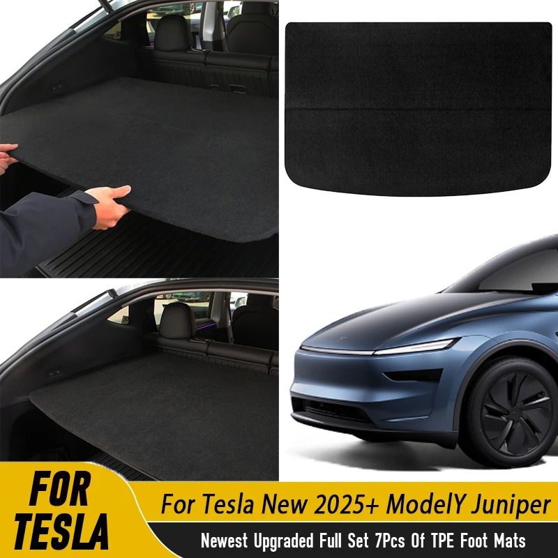 テスラ モデル Y ジュニパー 2025 リア荷物ラック用トランクパーティション、格納式パーティション、フロックウッドボード、車の内装部品