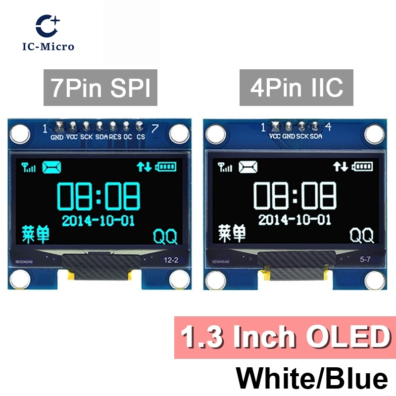 1.3 インチ OLED モジュール SPI/IIC I2C 白/青色通信 128X64 1.3 インチ OLED LCD LED ディスプレイ モジュール 1.3 インチ OLED モジュール 1-10