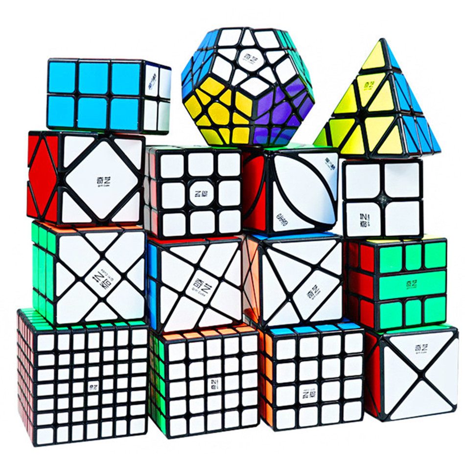 QIYI スピードマジックキューブ 3x3x3 4x4x4 5x5x5 パズル黒ステッカーマジックキューブ教育学習 Cubo Magico おもちゃ子供のため
