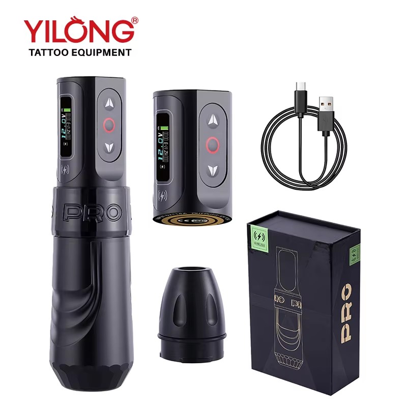 YILONGワイヤレスタトゥーマシン バッテリー2個付き 高速充電デジタルディスプレイ ポータブルロータリータトゥーガン プロのアーティスト用
