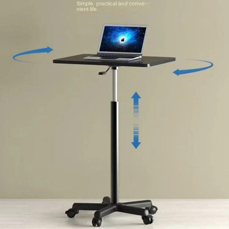ローリングホイール付きの高さ調節可能なコンピューターデスク、小型、ホームオフィス向けのスタンドアップワークステーションデザイン