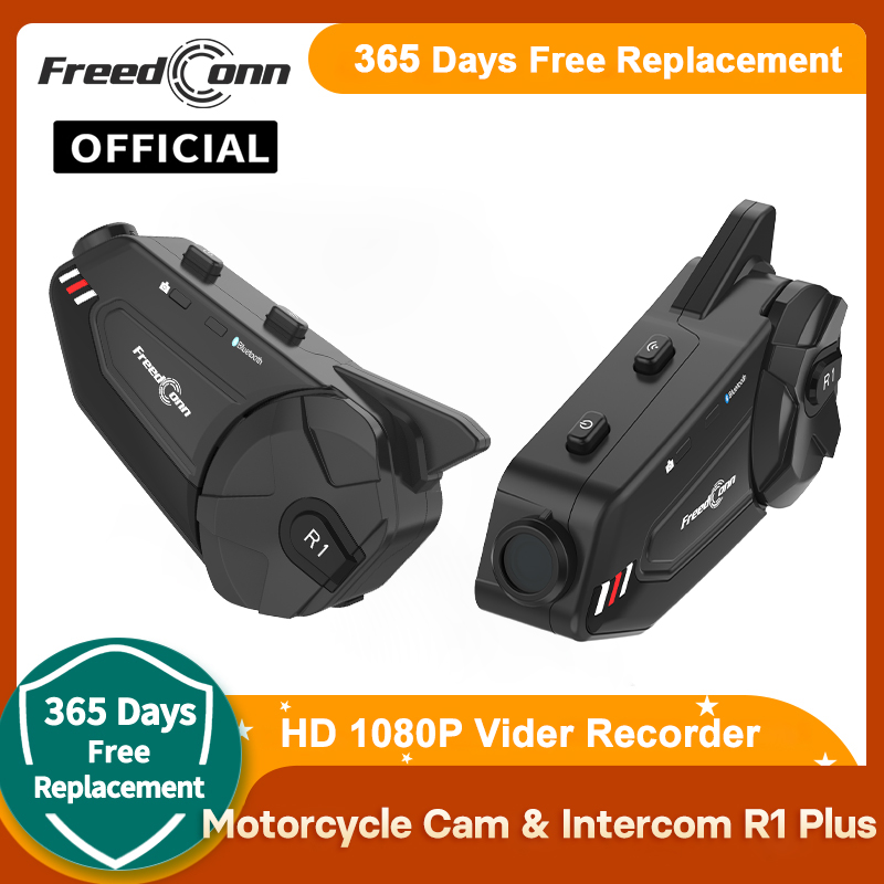 FreedConn R1Plus ワイヤレスオートバイダッシュカムヘルメットヘッドセット DVR Bluetooth 防水 WiFi ビデオレコーダーイヤホン APP Loopcycle