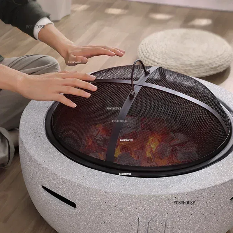 北欧屋外ガーデン焚き火パーティーグリル火鉢テーブルキャンプ炉家庭用屋内加熱グリルスタンドミニマリストファイヤーピットL