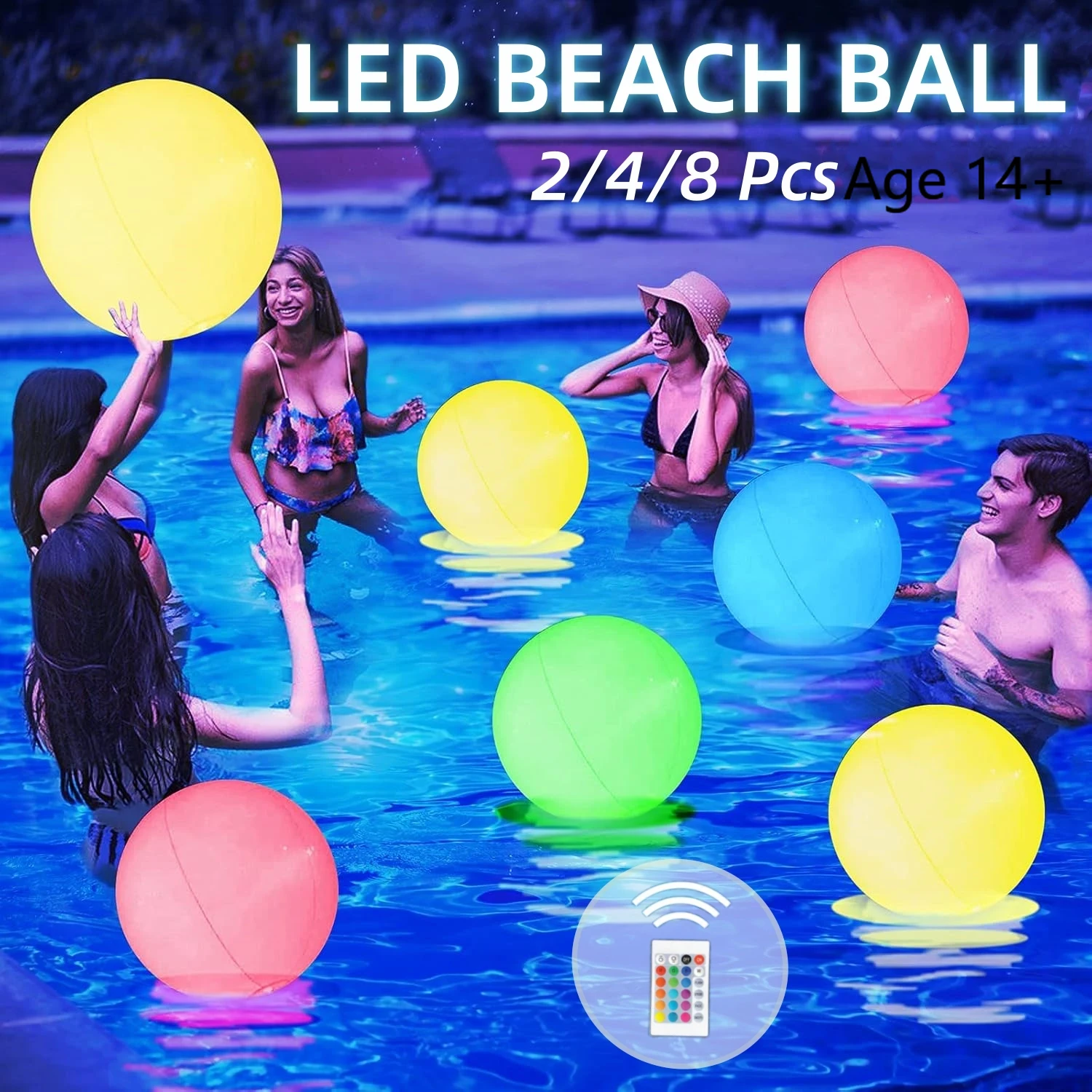 2-8 個ライトアップビーチボール 40 センチメートル LED プールゲームボールおもちゃ暗闇で光るプールパーティー 16 色ライト