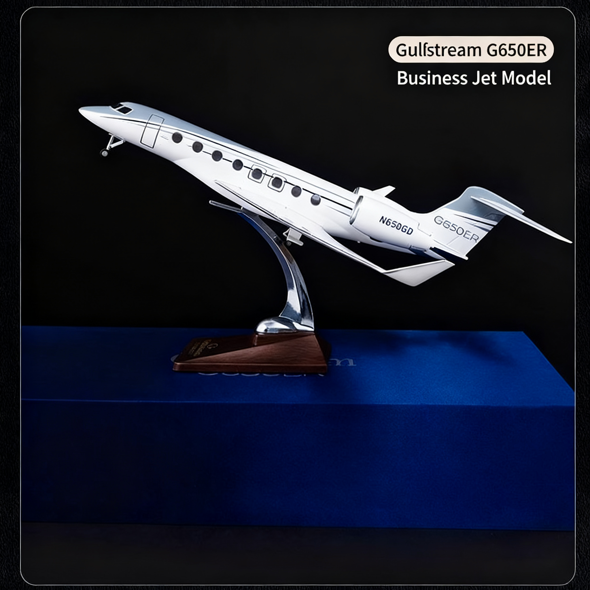 46 センチメートルガルフストリーム G650ER プライベートビジネスジェットモデル 1:68 スケール航空機モデルギフトボックスセット照明コレクターのグレード表示