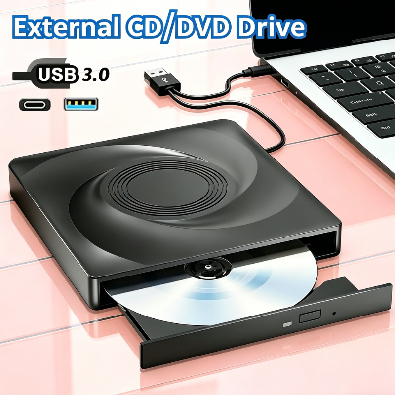 外部光学ドライブ USB 3.0 Type-C CD/VCD/DVD バーナー ポータブル ライター プレーヤー ラップトップ デスクトップ PC Mac Windows 11 10用