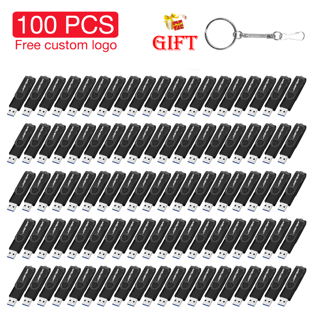 100 個ロット無料カスタムロゴ USB フラッシュドライブ 128 ギガバイト大容量ペンドライブ 64 ギガバイトビジネスギフトメモリスティック 32 ギガバイト無料キーチェーン