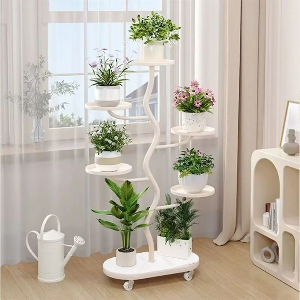 金属製植物棚はしごディスプレイスタンド、屋内装飾用、階層型フラワーラック、リビングルームの装飾用、多目的収納
