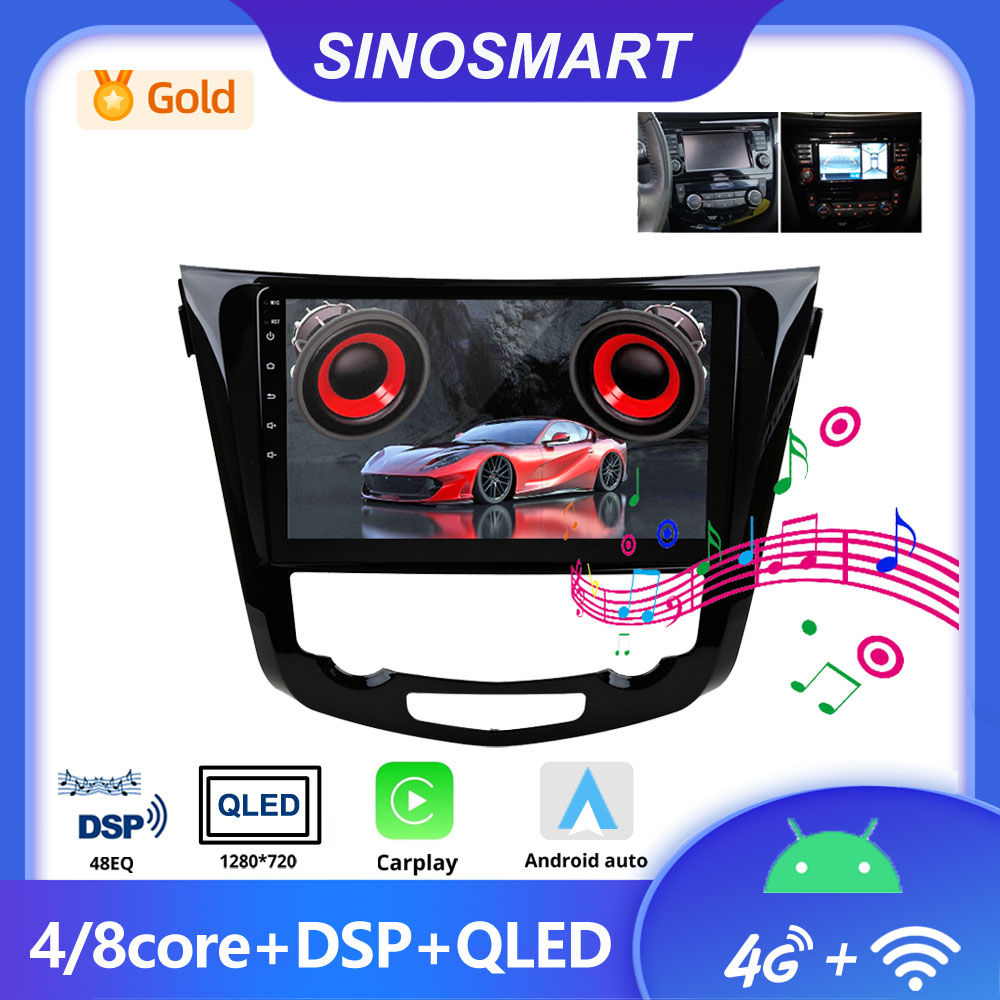 SINOSMART Android GPS 日産キャシュカイ J11 エクストレイル T32 ローグ 2014–2018 OEM 7 インチスクリーンサポート BOSE 360 CarPlay AndroidAut 用