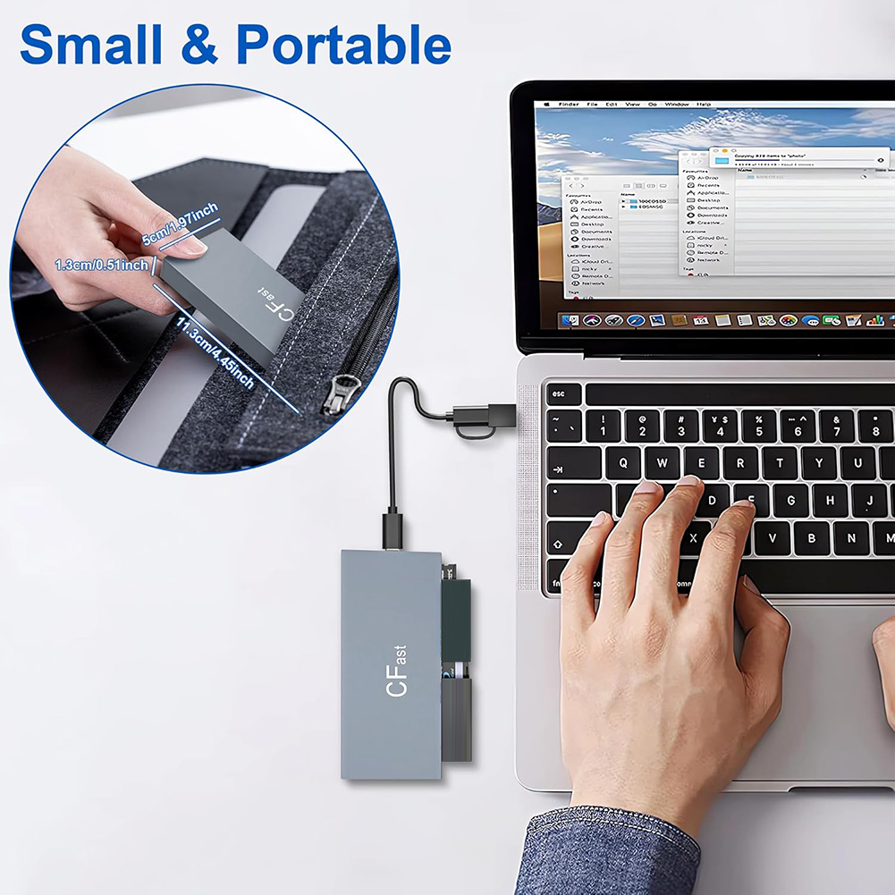 CFast カードリーダー 6 枚のカードを同時に読み取る USB C CFast 2.0 カードリーダー 5Gbps USB カードリーダー CFast/CF/MS/SD/TF/XD カード用