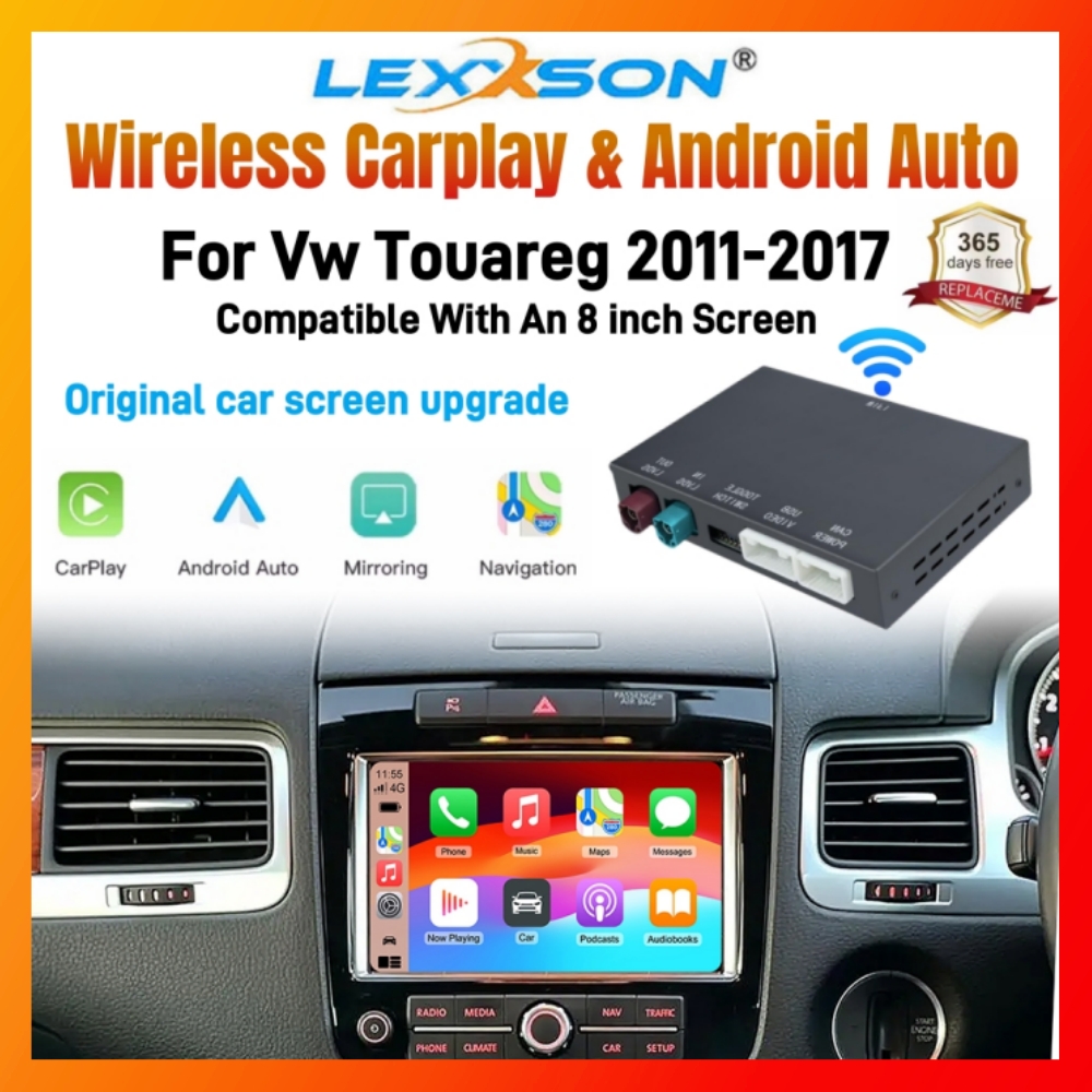 ワイヤレス CarPlay レトロフィットボックスフォルクスワーゲントゥアレグ RNS850 2011-2017 8 インチ Android 自動 Apple CarPlay Vw ナビゲーションミラー