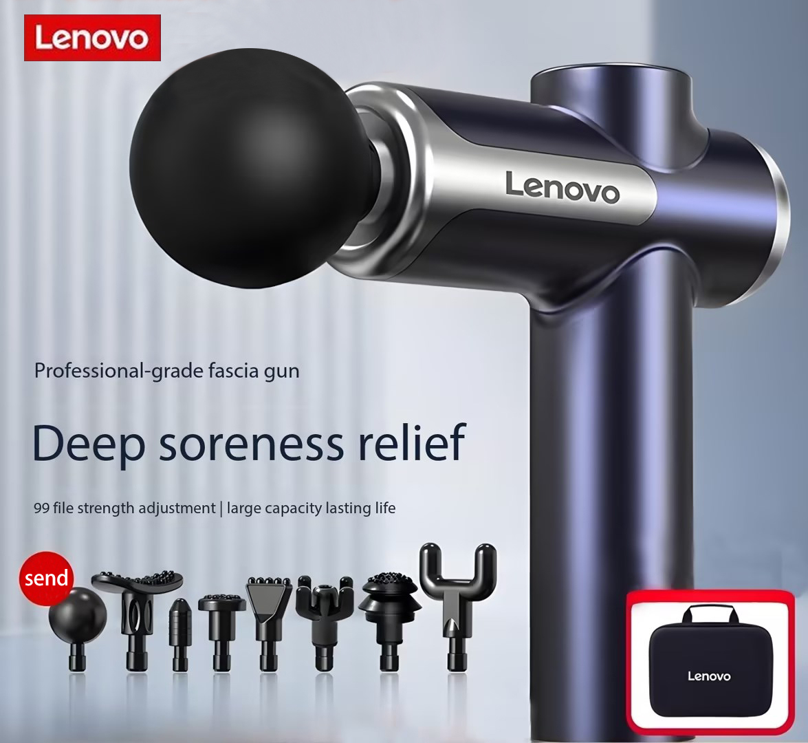 Lenovo ブランド筋膜ガンは筋肉痛を深く和らげますフィットネスおよびリラクゼーション機器 LED タッチスクリーン 8 マッサージヘッドギフト
